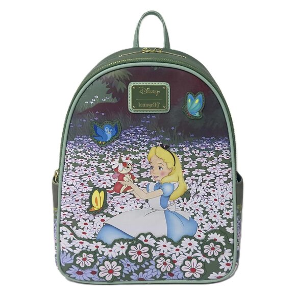 Loungefly Disney Alice in Wonderland Field of Flowers Mini Backpack & Wallet NWT - Picture 2 of 11